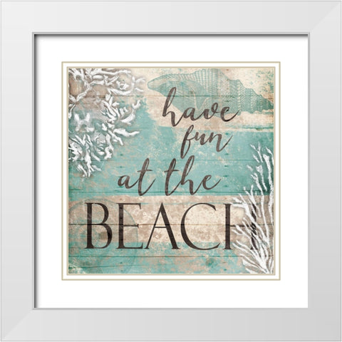 Fun Beach White Modern Wood Framed Art Print with Double Matting by Grey, Jace