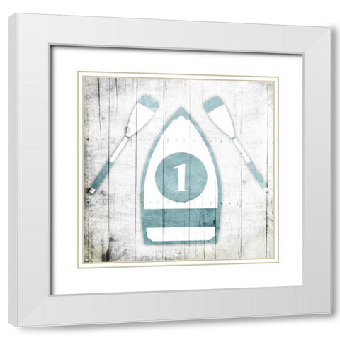 Number One Boat Toned Down White Modern Wood Framed Art Print with Double Matting by Grey, Jace