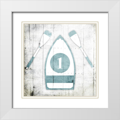 Number One Boat Toned Down White Modern Wood Framed Art Print with Double Matting by Grey, Jace