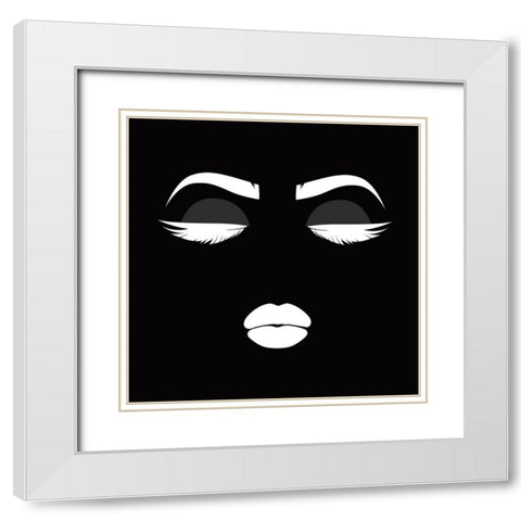 ReHer Face White Modern Wood Framed Art Print with Double Matting by Grey, Jace