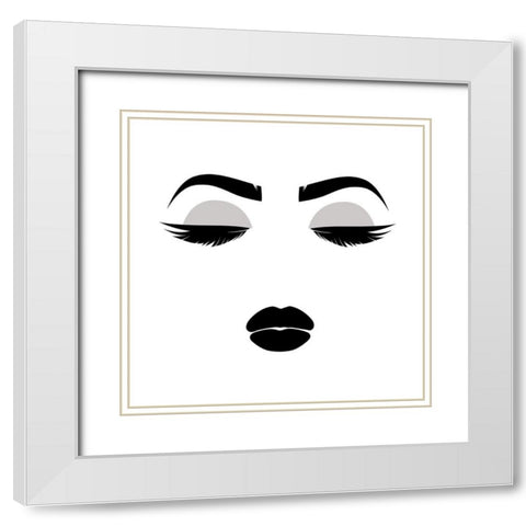 Her Face White Modern Wood Framed Art Print with Double Matting by Grey, Jace