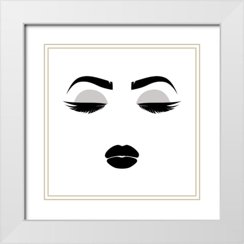 Her Face White Modern Wood Framed Art Print with Double Matting by Grey, Jace