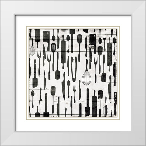 Kitchen Tools White Modern Wood Framed Art Print with Double Matting by Grey, Jace