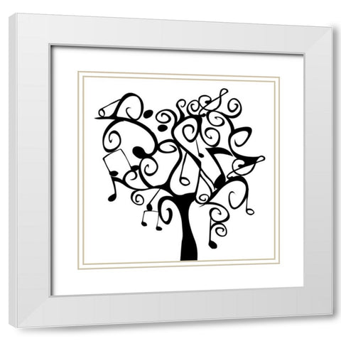 Musical Tree 2 White Modern Wood Framed Art Print with Double Matting by Grey, Jace