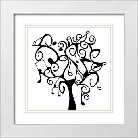 Musical Tree 2 White Modern Wood Framed Art Print with Double Matting by Grey, Jace