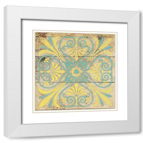 Turq Pattern 5 White Modern Wood Framed Art Print with Double Matting by Grey, Jace