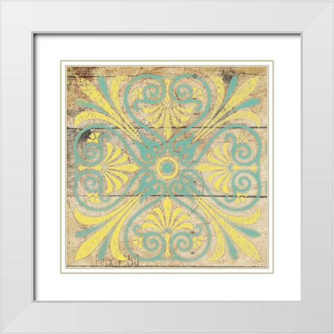 Turq Pattern 5 White Modern Wood Framed Art Print with Double Matting by Grey, Jace