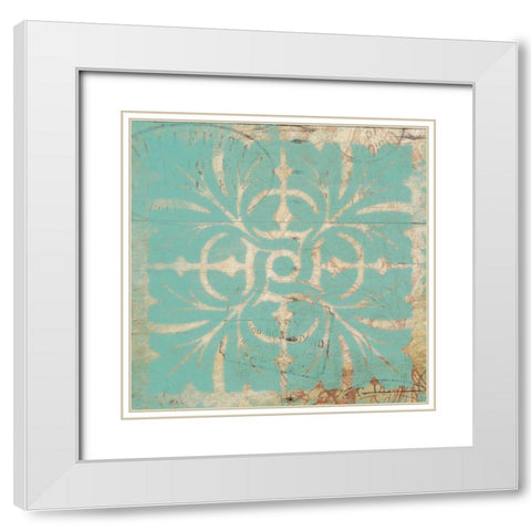 Turq Pattern 6 White Modern Wood Framed Art Print with Double Matting by Grey, Jace