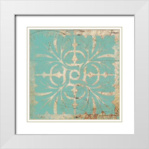 Turq Pattern 6 White Modern Wood Framed Art Print with Double Matting by Grey, Jace