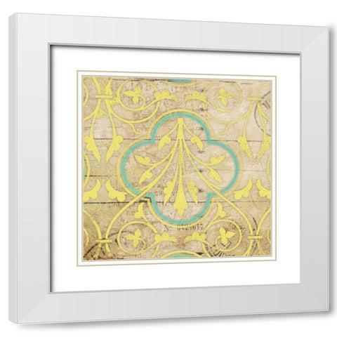 Turq Pattern 7 White Modern Wood Framed Art Print with Double Matting by Grey, Jace