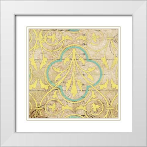 Turq Pattern 7 White Modern Wood Framed Art Print with Double Matting by Grey, Jace