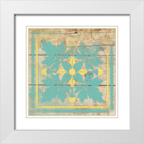 Turq Pattern 8 White Modern Wood Framed Art Print with Double Matting by Grey, Jace