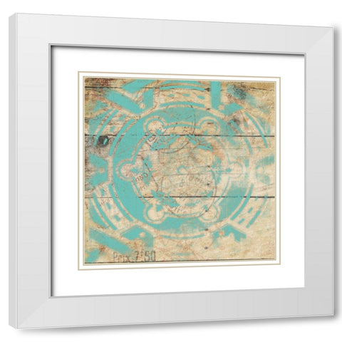 Turq Pattern 9 White Modern Wood Framed Art Print with Double Matting by Grey, Jace