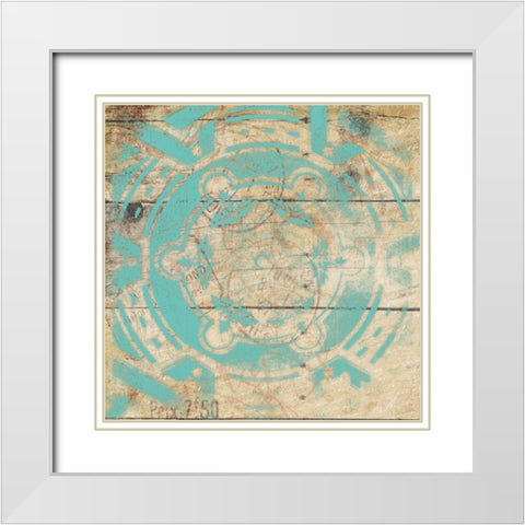 Turq Pattern 9 White Modern Wood Framed Art Print with Double Matting by Grey, Jace