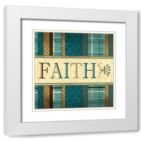 Faith Plaid in Turquoise White Modern Wood Framed Art Print with Double Matting by Grey, Jace