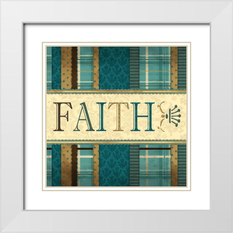 Faith Plaid in Turquoise White Modern Wood Framed Art Print with Double Matting by Grey, Jace