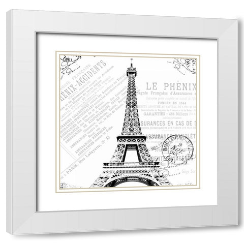 Paris Eiffel White Modern Wood Framed Art Print with Double Matting by Grey, Jace