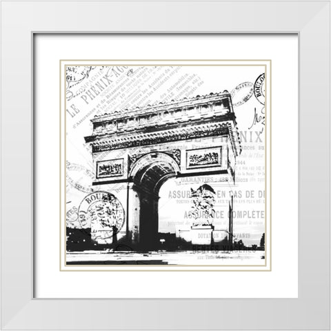 Paris Arch White Modern Wood Framed Art Print with Double Matting by Grey, Jace