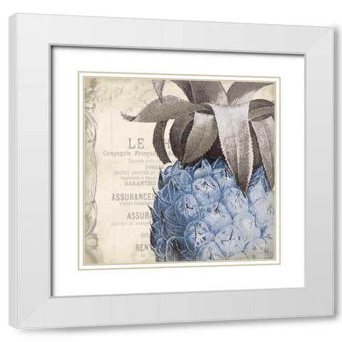 Pineapple Blue White Modern Wood Framed Art Print with Double Matting by Grey, Jace