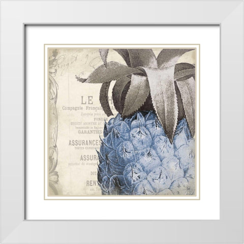 Pineapple Blue White Modern Wood Framed Art Print with Double Matting by Grey, Jace