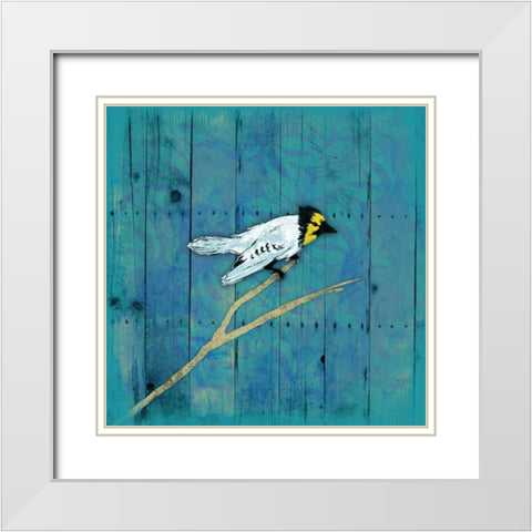 Blue Hue Bird 1 White Modern Wood Framed Art Print with Double Matting by Grey, Jace