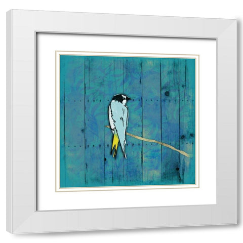 Blue Hue Bird 2 White Modern Wood Framed Art Print with Double Matting by Grey, Jace