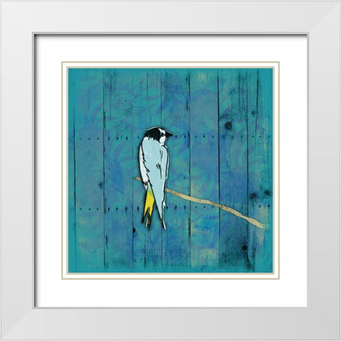 Blue Hue Bird 2 White Modern Wood Framed Art Print with Double Matting by Grey, Jace