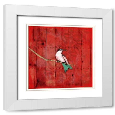 Red Hue Bird 1 White Modern Wood Framed Art Print with Double Matting by Grey, Jace