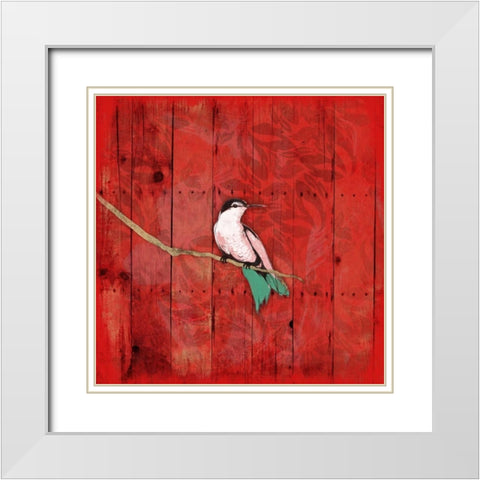 Red Hue Bird 1 White Modern Wood Framed Art Print with Double Matting by Grey, Jace