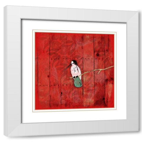 Red Hue Bird 2 White Modern Wood Framed Art Print with Double Matting by Grey, Jace