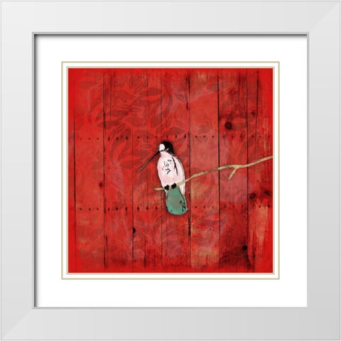 Red Hue Bird 2 White Modern Wood Framed Art Print with Double Matting by Grey, Jace