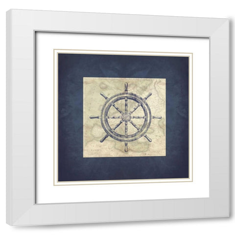 Coastal Map Blue Bordered White Modern Wood Framed Art Print with Double Matting by Grey, Jace
