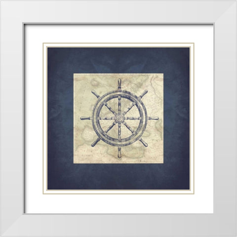 Coastal Map Blue Bordered White Modern Wood Framed Art Print with Double Matting by Grey, Jace