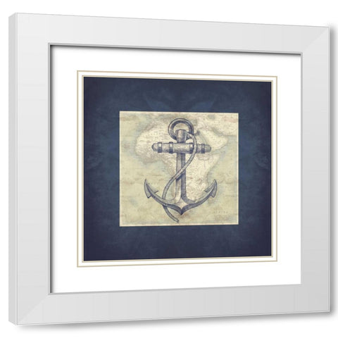 Coastal Map Mate Bordered White Modern Wood Framed Art Print with Double Matting by Grey, Jace