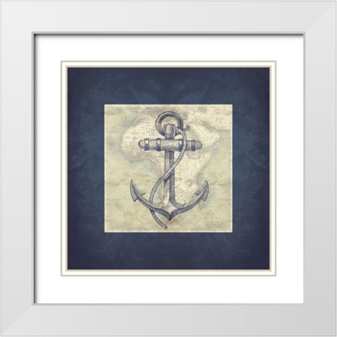 Coastal Map Mate Bordered White Modern Wood Framed Art Print with Double Matting by Grey, Jace