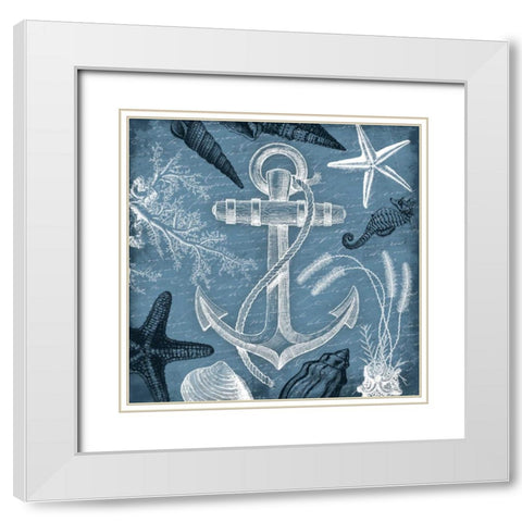 Anchor Nautical White Modern Wood Framed Art Print with Double Matting by Grey, Jace