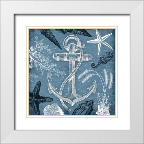 Anchor Nautical White Modern Wood Framed Art Print with Double Matting by Grey, Jace