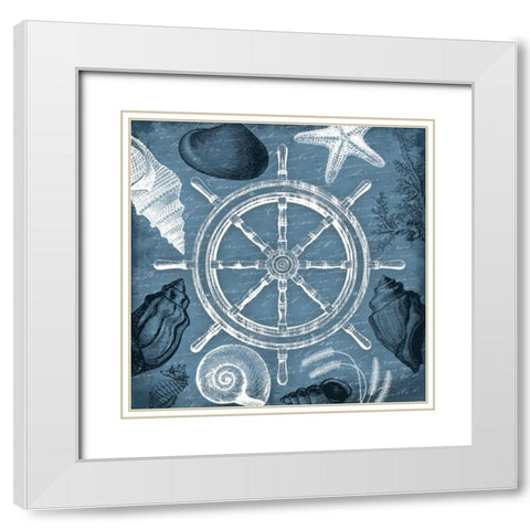 Steering wheel nautical White Modern Wood Framed Art Print with Double Matting by Grey, Jace