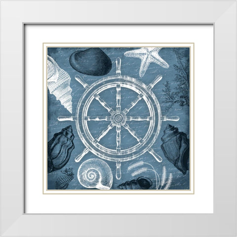 Steering wheel nautical White Modern Wood Framed Art Print with Double Matting by Grey, Jace