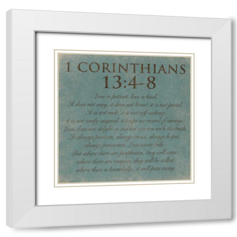 Corinthians-13-4-8 White Modern Wood Framed Art Print with Double Matting by Grey, Jace