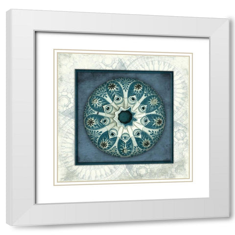 Coastal blue_ bordered White Modern Wood Framed Art Print with Double Matting by Grey, Jace