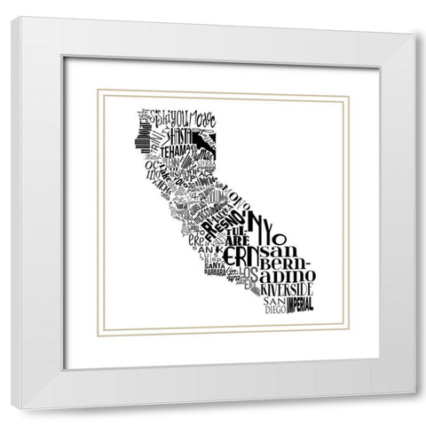 CA White Modern Wood Framed Art Print with Double Matting by Grey, Jace