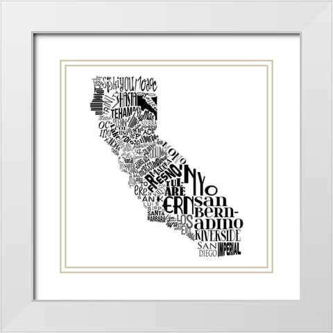 CA White Modern Wood Framed Art Print with Double Matting by Grey, Jace