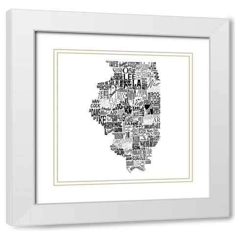 Illinois White Modern Wood Framed Art Print with Double Matting by Grey, Jace