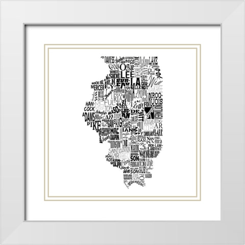 Illinois White Modern Wood Framed Art Print with Double Matting by Grey, Jace