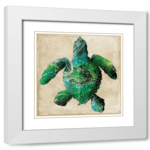 Map turtle White Modern Wood Framed Art Print with Double Matting by Grey, Jace
