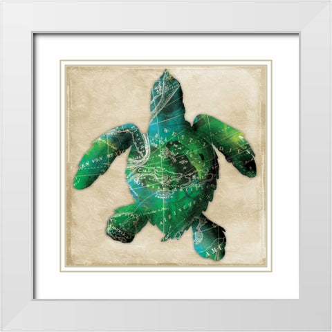 Map turtle White Modern Wood Framed Art Print with Double Matting by Grey, Jace