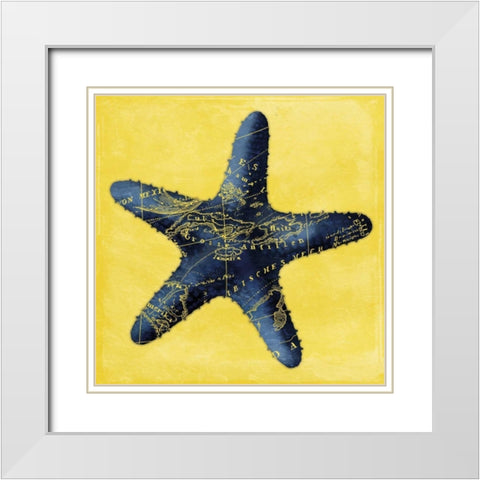 Map Starfish Y Indigo White Modern Wood Framed Art Print with Double Matting by Grey, Jace