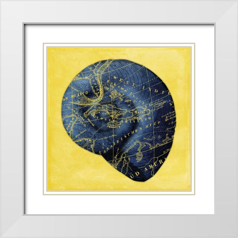 Map Shell 2 Y Indigo White Modern Wood Framed Art Print with Double Matting by Grey, Jace