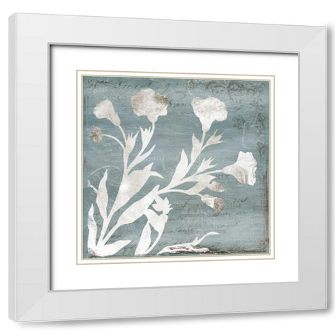 Floral Blues White Modern Wood Framed Art Print with Double Matting by Grey, Jace